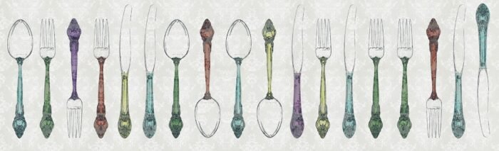 Carta Da Parati Silverware - Inkiostro Bianco - immagine 3