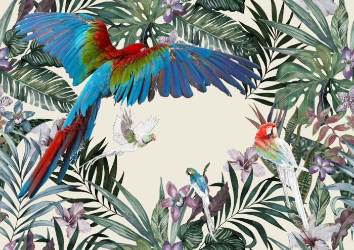 Carta Da Parati Parrots - Inkiostro Bianco - Image 2